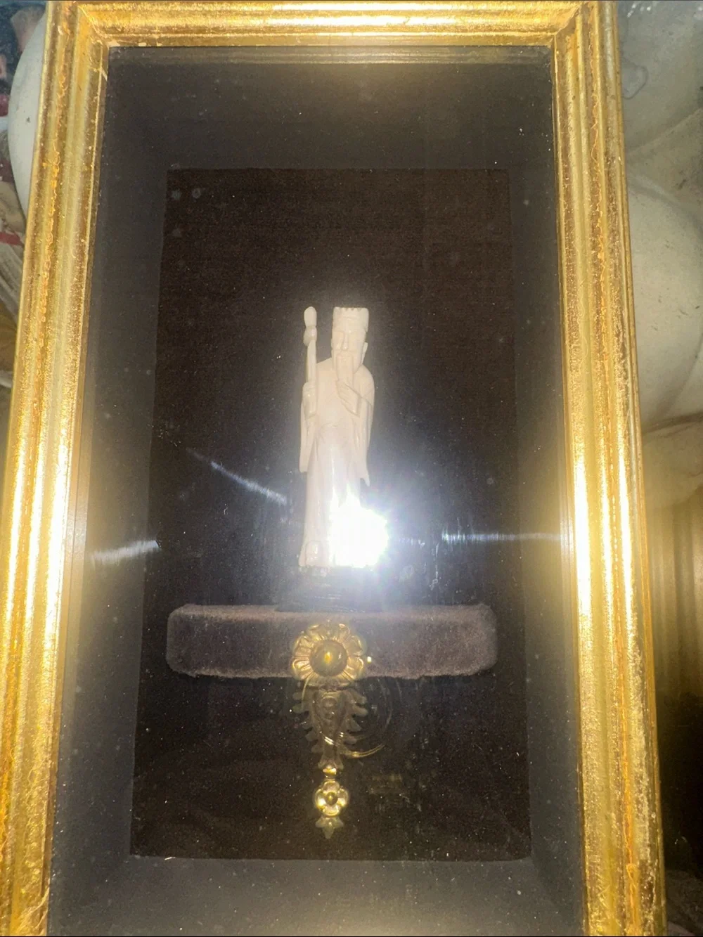 Gold Framed Wall Art Pair with Ivory Statues